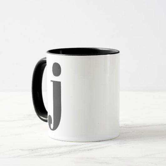Modern Monogram Initiaal Letter J Black en White Mok (Voorkant links)