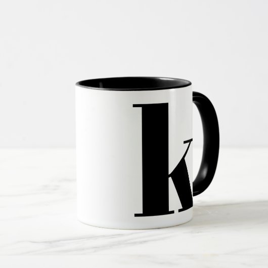 Modern Monogram Initiaal Letter k Black and White Mok (Voorkant rechts)