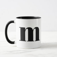 Modern Monogram Initiaal Letter m Black and White