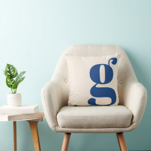 Modern Monogram Initiaal Letter Neutral Cream Blue Kussen