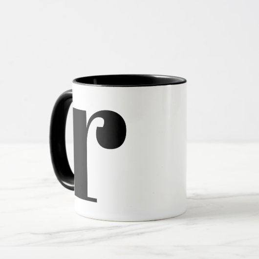 Modern Monogram Initiaal Letter of Black en White Mok (Voorkant links)