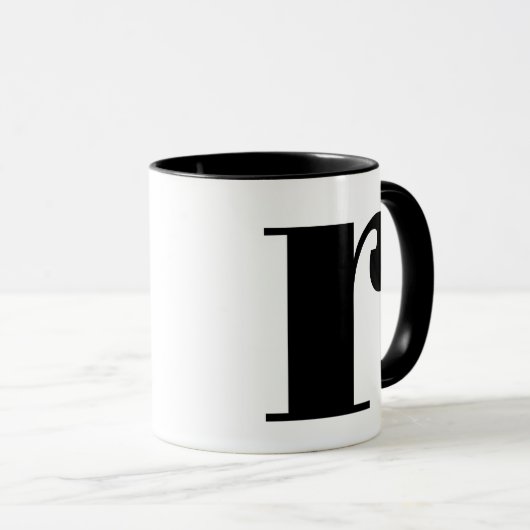 Modern Monogram Initiaal Letter of Black en White Mok (Voorkant rechts)