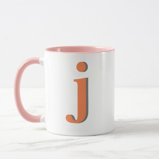 Modern Monogram Initiaal Letter Oranje Roze Mok (Links)