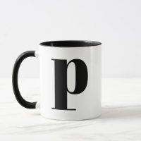 Modern Monogram Initiaal Letter p Black en White