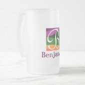 Modern Monogram Initiaal Letter paars Matglas Bierpul (Voorkant links)