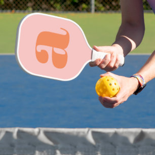 Modern Monogram Initiaal Letter Pastel Roze Sinaas Pickleball Paddle