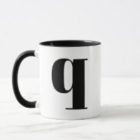Modern Monogram Initiaal Letter q Black en White