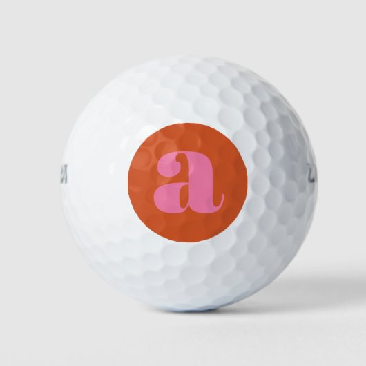 Modern Monogram Initiaal Letter roze en Oranje Golfballen (Voorkant)