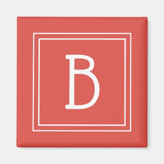 Modern Monogram Initiaal Letter Sjabloon Red White Magneet (Voorkant)