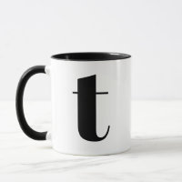 Modern Monogram Initiaal Letter T Black en White