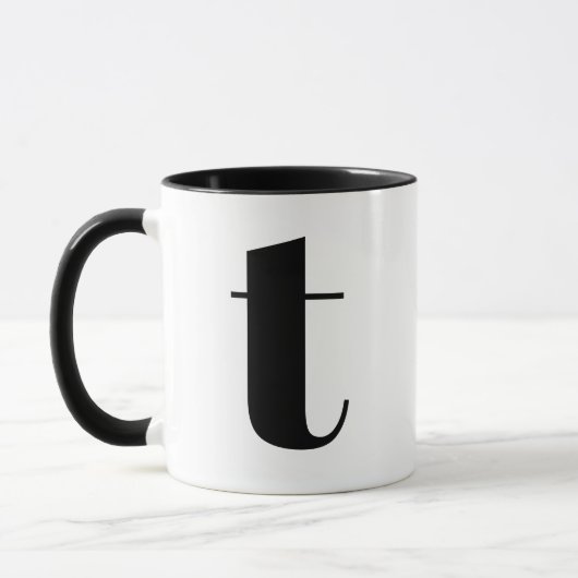 Modern Monogram Initiaal Letter T Black en White Mok (Links)