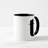 Modern Monogram Initiaal Letter T Black en White Mok (Voorkant rechts)