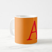 Modern Monogram Initiaal Letter Trendy Oranje Red Koffiemok (Voorkant links)
