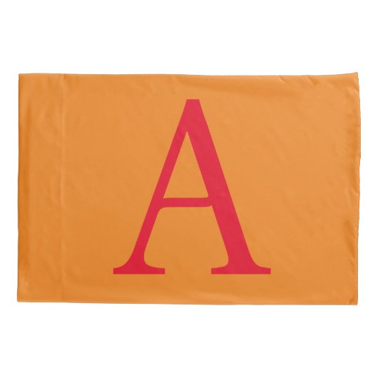 Modern Monogram Initiaal Letter Trendy Oranje Red Kussensloop (Achterkant)