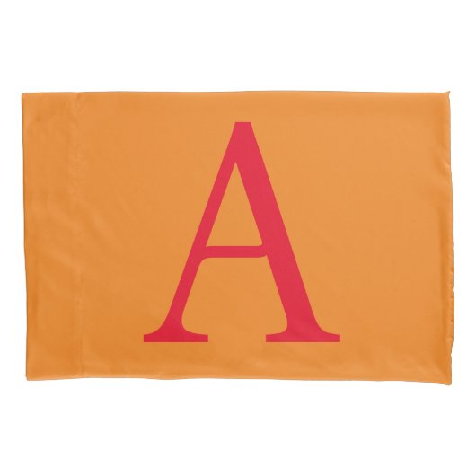 Modern Monogram Initiaal Letter Trendy Oranje Red Kussensloop (Voorkant)