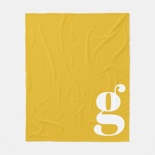 Modern Monogram Initiaal Letter Vibrant Yellow Fleece Deken (Voorkant)