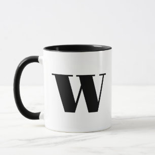 Modern Monogram Initiaal Letter w Black and White Mok