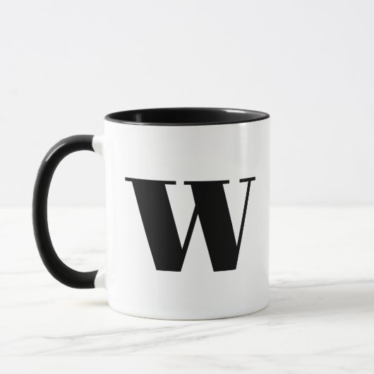 Modern Monogram Initiaal Letter w Black and White Mok (Links)