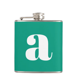 Modern Monogram Initiaal Letter Wedding Green Heupfles