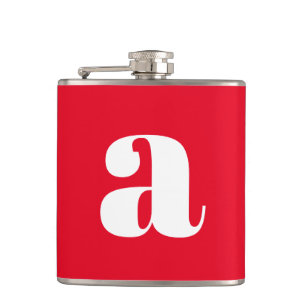 Modern Monogram Initiaal Letter Wedding Red Heupfles