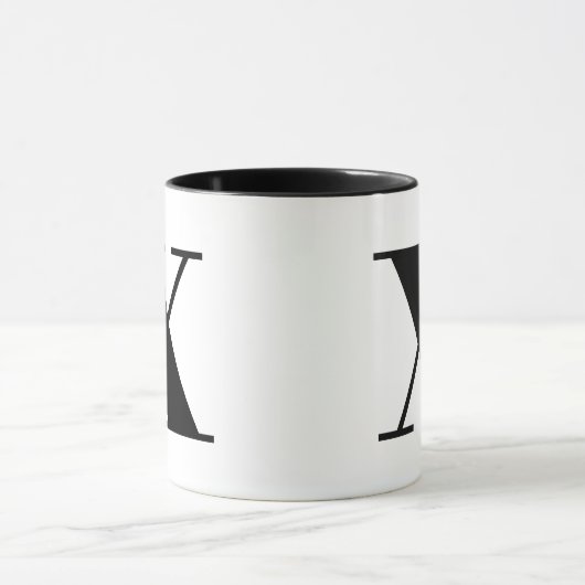 Modern Monogram Initiaal Letter x Black en White Mok (Midden)