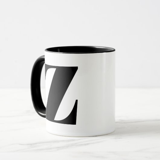 Modern Monogram Initiaal Letter Z Black en White Mok (Voorkant links)