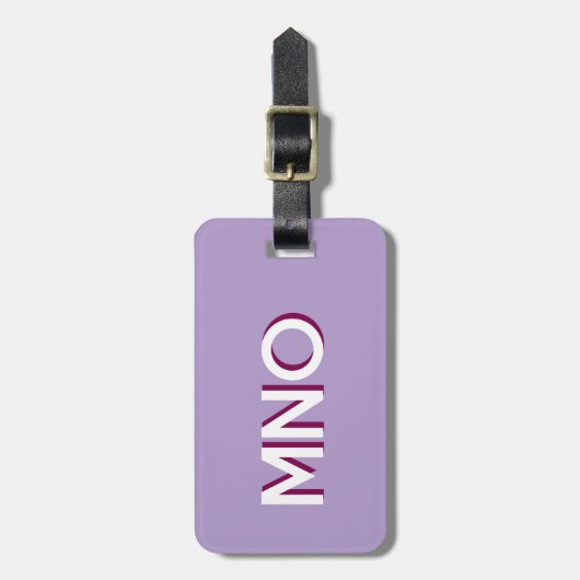Modern monogram Initiaal Lila Bagagelabel (Voorkant verticaal)