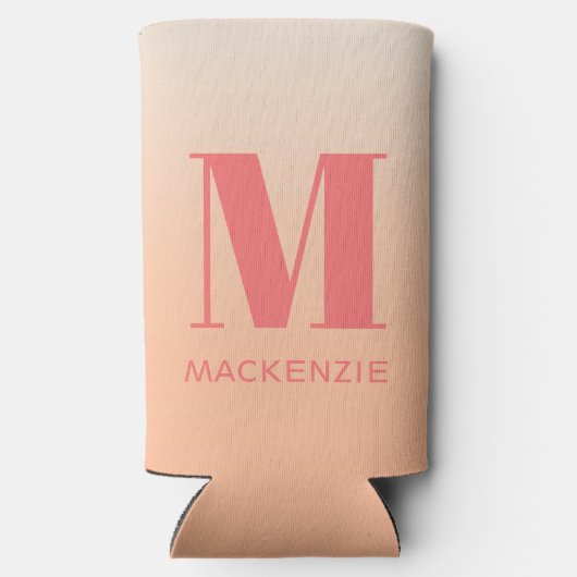 Modern Monogram Initiaal Naam Perzik Gradiënt (Achterkant)