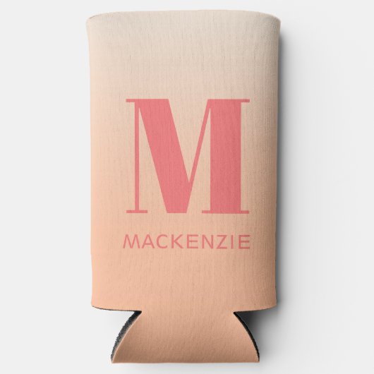 Modern Monogram Initiaal Naam Perzik Gradiënt (Voorkant)