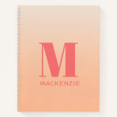 Modern Monogram Initiaal Naam Perzik Gradiënt Notitieboek (Voorkant)