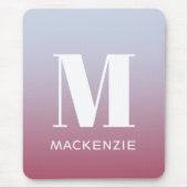Modern Monogram Initiaal Naam Roze Blauw Verloop Muismat (Voorkant)