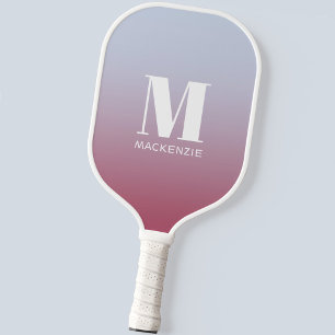 Modern Monogram Initiaal Naam Roze Blauw Verloop Pickleball Paddle
