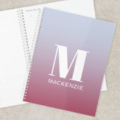 Modern Monogram Initiaal Naam Roze Blauw Verloop Planner