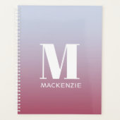 Modern Monogram Initiaal Naam Roze Blauw Verloop Planner (Voorkant)