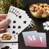 Modern Monogram Initiaal Naam Roze Blauw Verloop Pokerkaarten (Insitu)