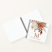 Modern Monogram Initiaal Naam Terracotta Florals Notitieboek (Binnen)