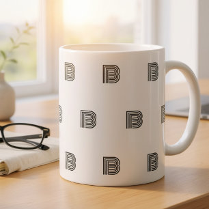 Modern Monogram Initiaal Patroon Minimaal Koffiemok
