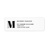 Modern Monogram Initiaal retouradres Etiket (Voorkant)