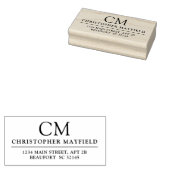 Modern Monogram Initiaal retouradres Rubber S Rubberstempel (Gestempeld)