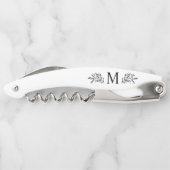 Modern Monogram Initiaal Rustic Botanical Kurkentrekker (Achterkant)