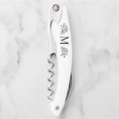 Modern Monogram Initiaal Rustic Botanical Kurkentrekker (Voorkant)