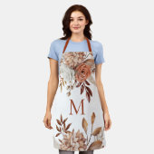 Modern Monogram Initiaal Terracotta Florals Schort (Gedragen)