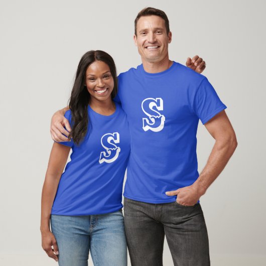 Modern Monogram Initiaal Voeg Jouw tekst Deep Blue T-shirt (Unisex)