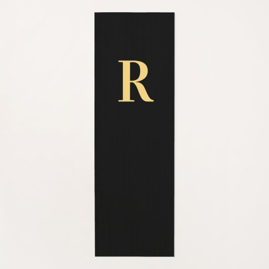 Modern Monogram Initiaal Zwart Goud Yogamat (Voorkant)