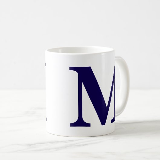 Modern Monogram Initial Modern Blue Coffee Mug  (Devant droit)