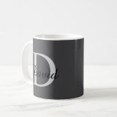 Modern Monogram Initial & Name Mug | Elegant Scrip (Devant gauche)