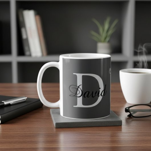 Modern Monogram Initial & Name Mug | Elegant Scrip