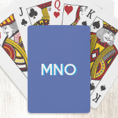 Modern Monogram Initialen Drop Shadow Blue Pokerkaarten