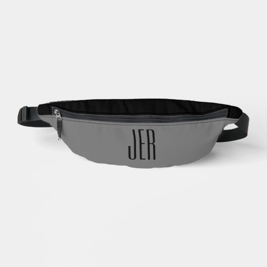  Modern Monogram Initialen Grijs Zwart Heuptasje (Voorkant)