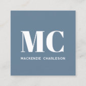 Modern Monogram Initialen Naam Dusty Blue Grey Vierkante Visitekaartje (Voorkant)